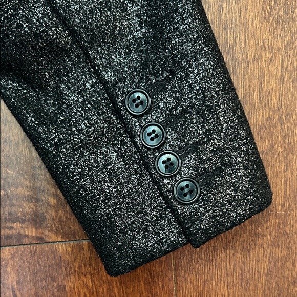 April77 French Lux Shimmering Black Metallic Women's Tuxedo Jacket, Size Small - Picture 11 of 16